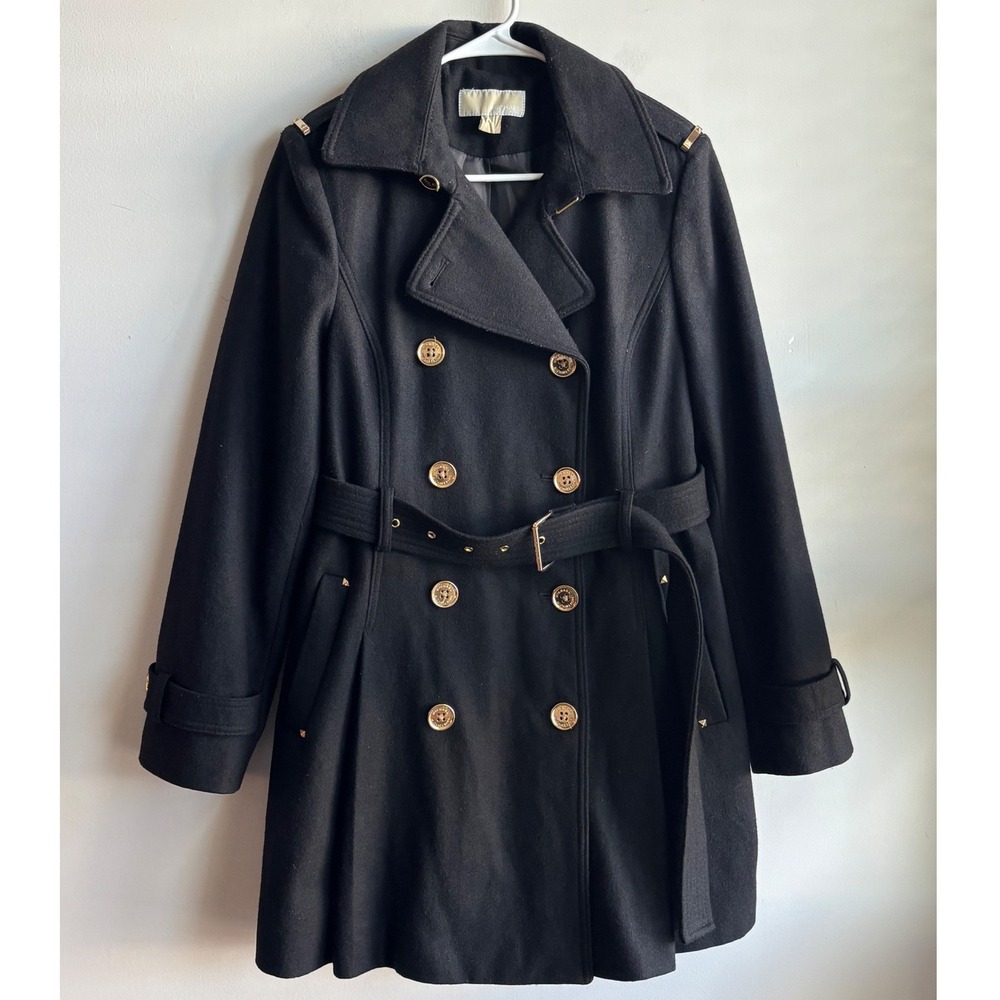 Michael Kors Black Trench Coat Women Size 12